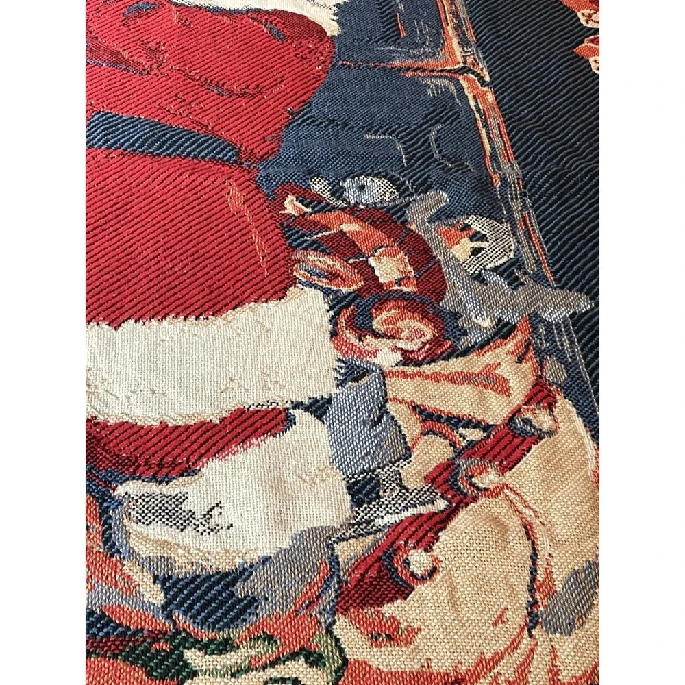 VTG Hallmark Santa Tapestry Throw Blanket 58 x 48